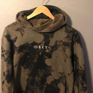 OBEY bleach dyed hoodie in size small